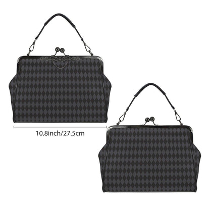 Harlequin Diamond Handbag, Vintage Clasp Purse, Geometric Retro Bag