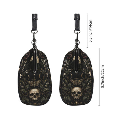 Black Cat Kisslock Purse, Crescent Moon Dark Floral Crossbody Bag