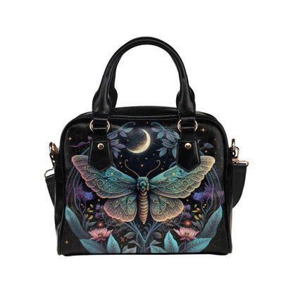 Celestial moth moon handbag, witchy astrology crossbody bag, mystical travel tote, enchanted everyday purse