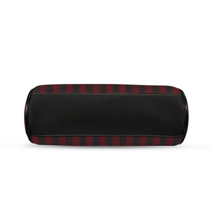 Red and Black Stripe Handbag: Vintage Kisslock Clasp, Vegan Leather Bag