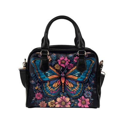 Butterfly Handbag, Colorful Floral Purse, Art Nouveau Statement Satchel