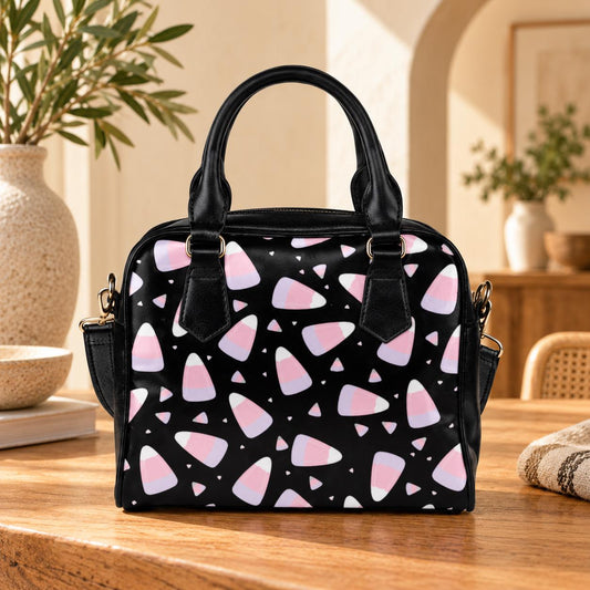 Candy Corn Purse, Pastel Halloween Handbag, Pink Goth Satchel Bag