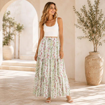 High Waist Tiered Maxi Skirt