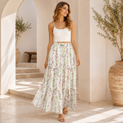 High Waist Tiered Maxi Skirt