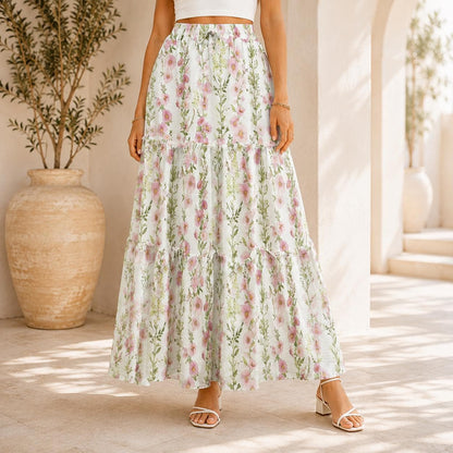 High Waist Tiered Maxi Skirt