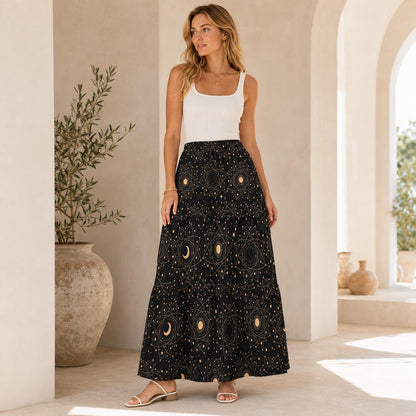 High Waist Tiered Maxi Skirt
