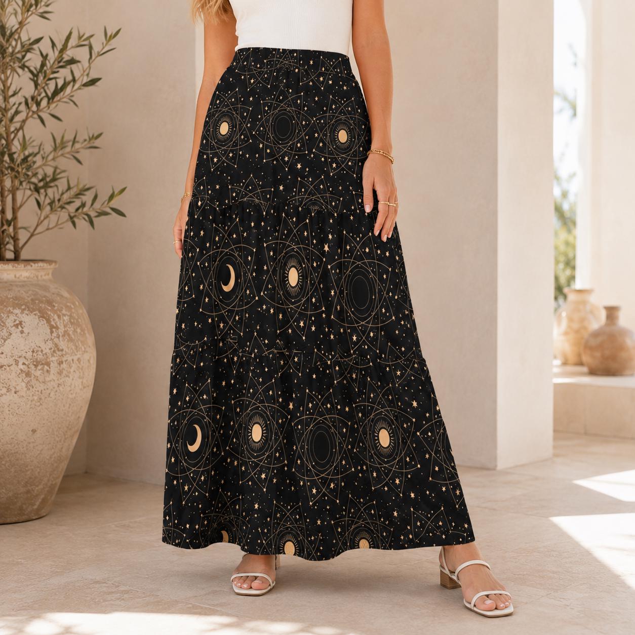 High Waist Tiered Maxi Skirt