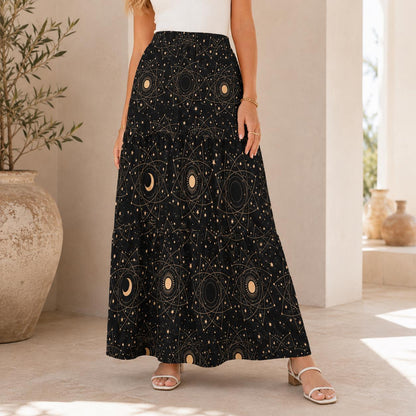 High Waist Tiered Maxi Skirt