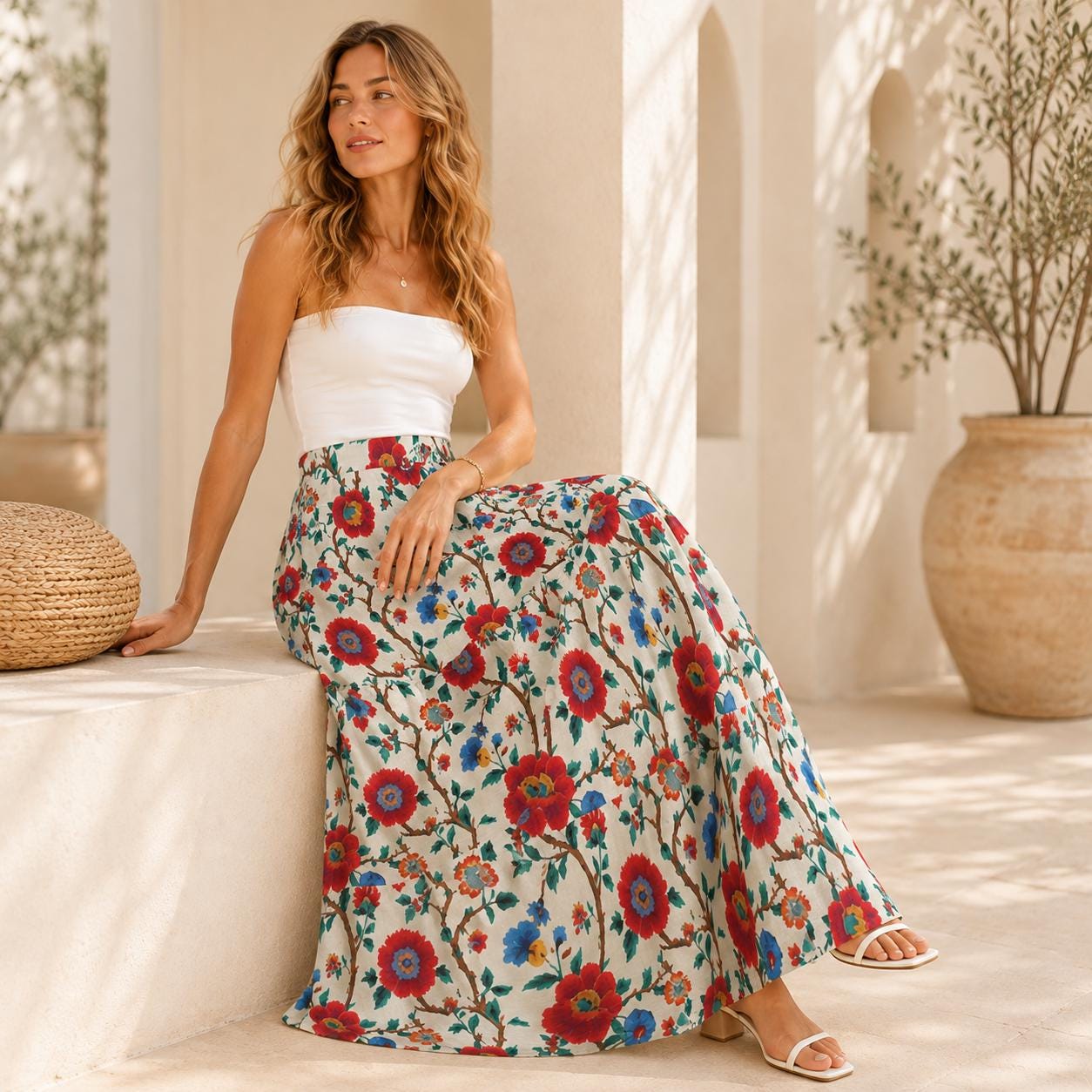 High Waist Tiered Maxi Skirt