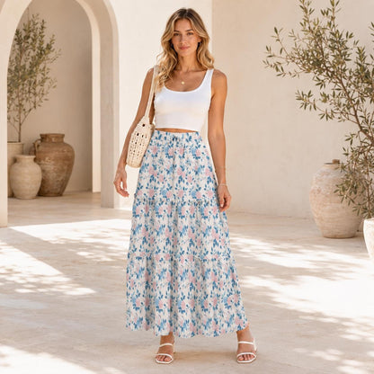 High Waist Tiered Maxi Skirt