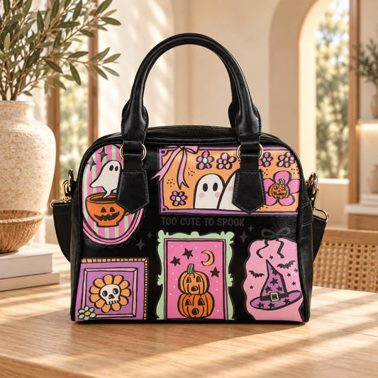 Cute Halloween Purse, Pink Ghost Handbag, Pastel Goth Satchel Bag