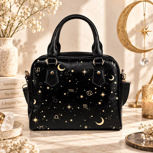 Astrology Zodiac Satchel, Celestial Signs Handbag, Witchy Purse