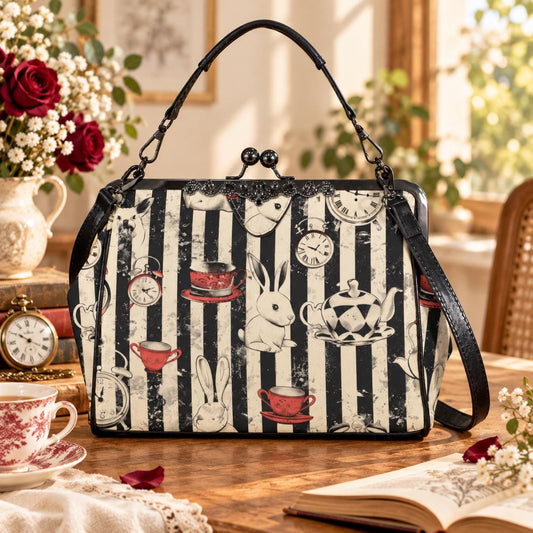 Rabbit and Teacup Kisslock Handbag