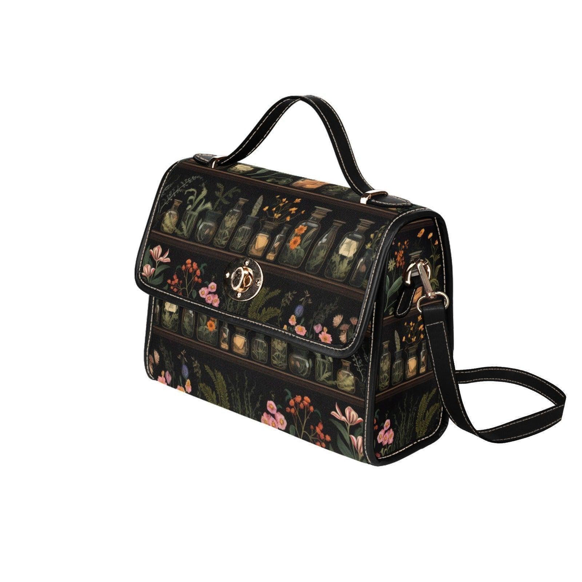 Vintage Apothecary Jars Tote Bag – Herbs & Flowers Illustration