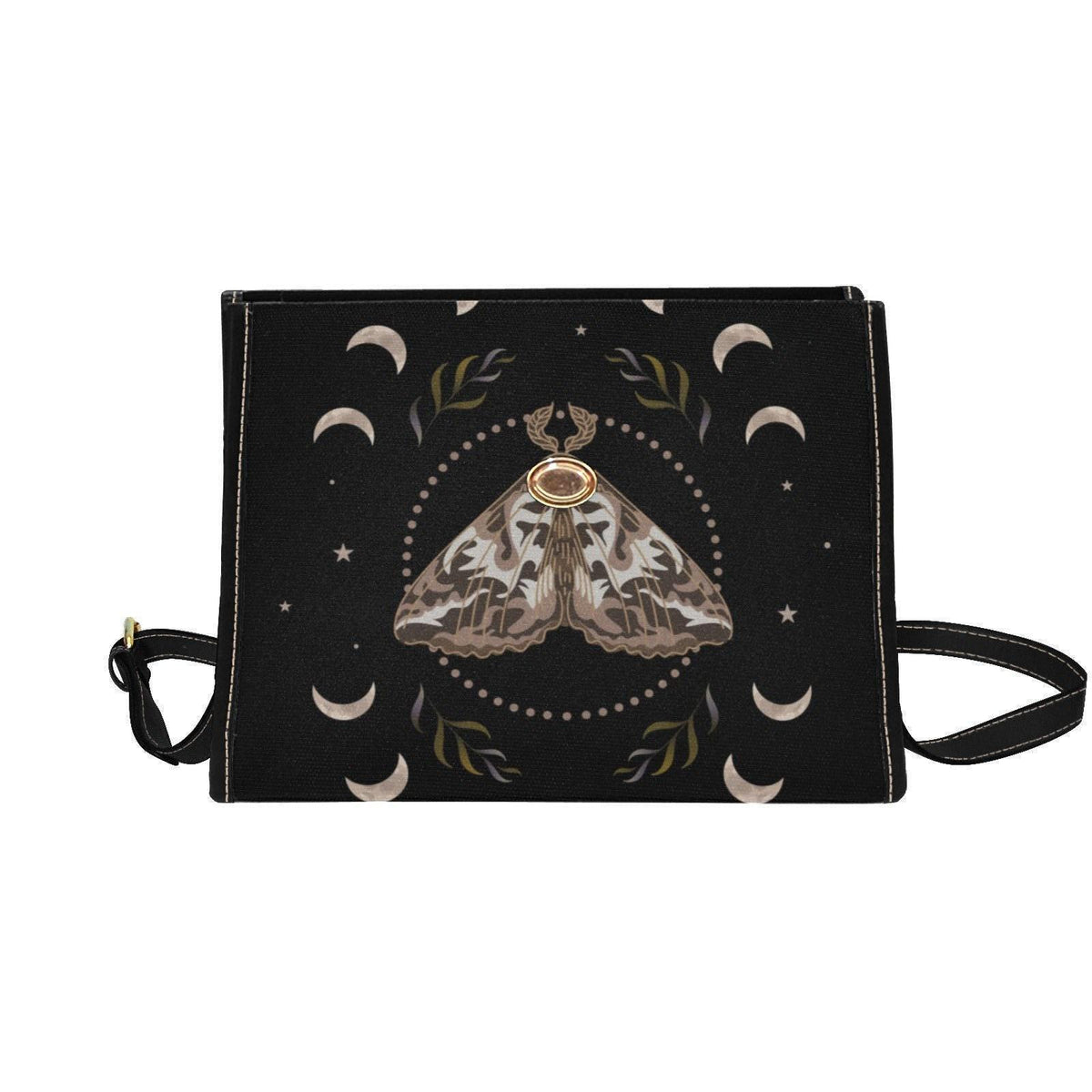 Moth Moon Handbag, Gothic Crossbody Purse, Celestial Top Handle Bag