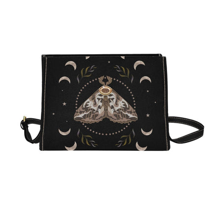 Moth Moon Handbag, Gothic Crossbody Purse, Celestial Top Handle Bag