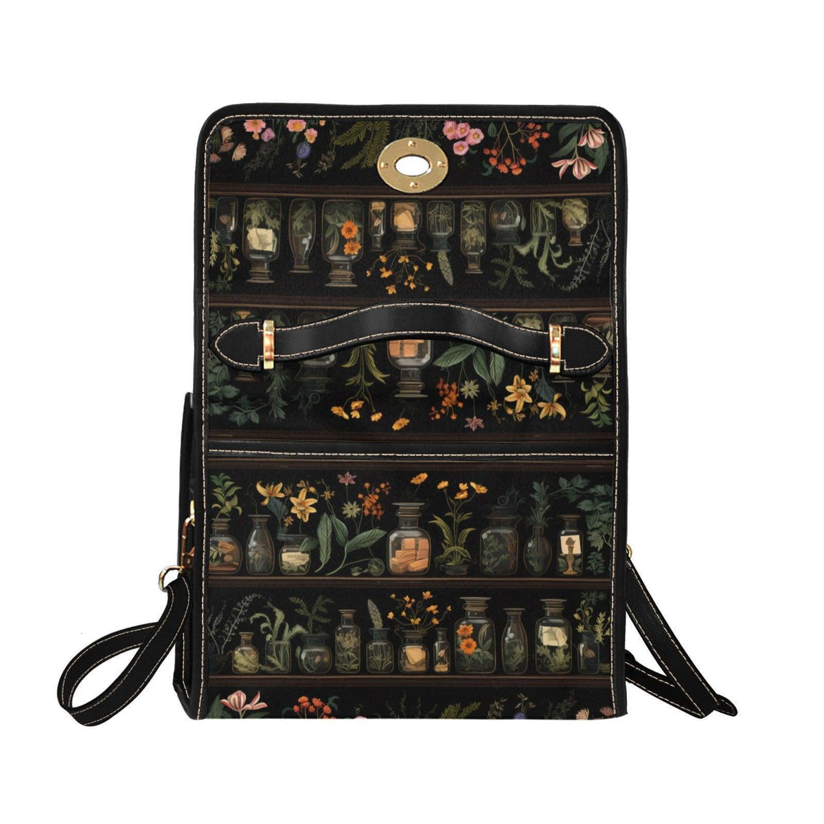 Vintage Apothecary Jars Tote Bag – Herbs & Flowers Illustration