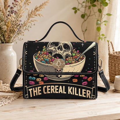 Cereal killer satchel, spooky retro crossbody, skeleton skull purse