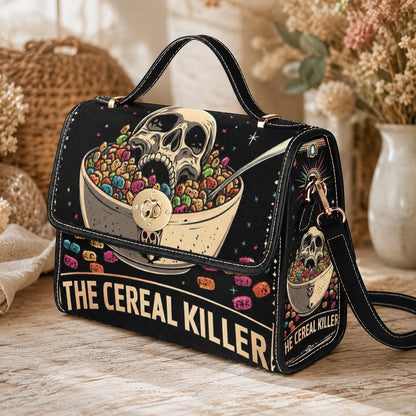 Cereal killer satchel, spooky retro crossbody, skeleton skull purse