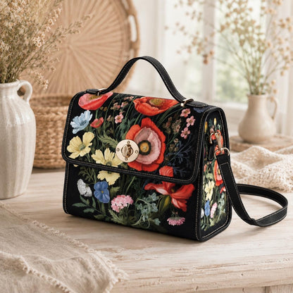 Vintage Botanical Purse, Moody Floral Satchel, Romantic Cottagecore Handbag
