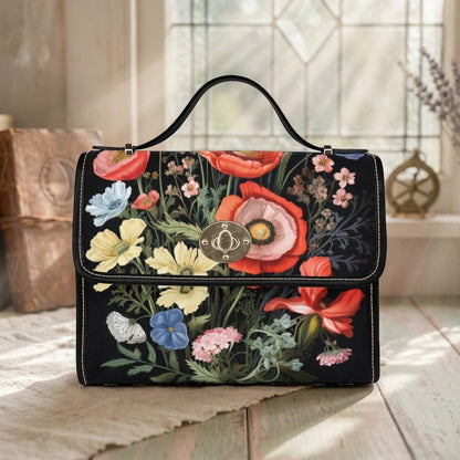 Vintage Botanical Purse, Moody Floral Satchel, Romantic Cottagecore Handbag