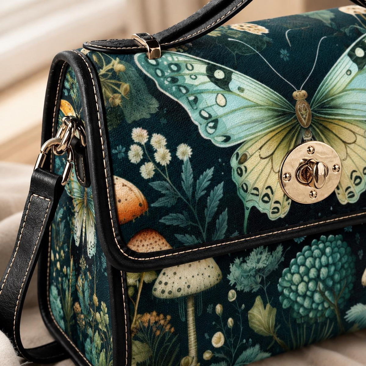 Luna Moth Mushroom Satchel Bag