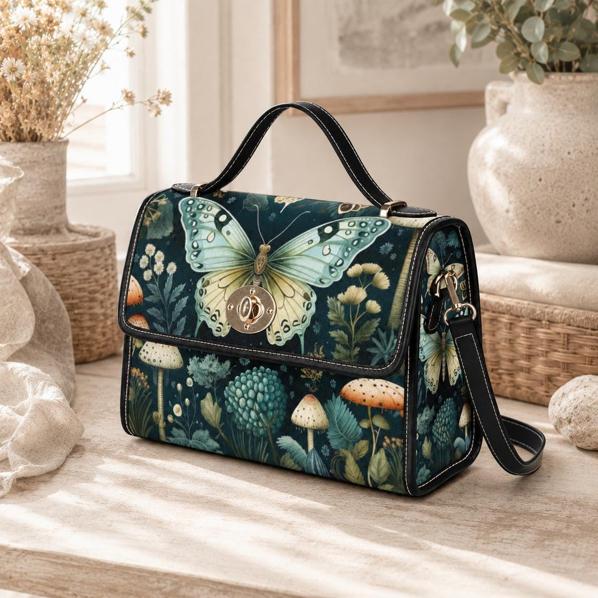 Luna Moth Mushroom Satchel Bag