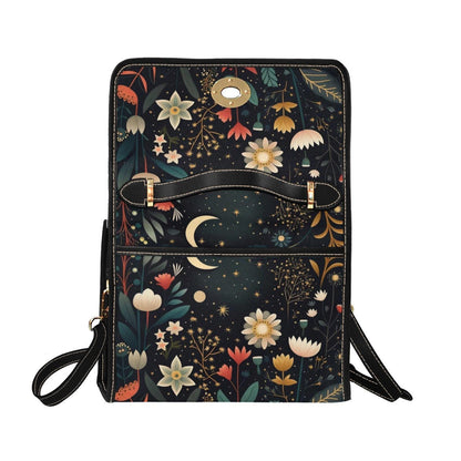 Celestial Floral Crossbody Bag, Moonlit Satchel Purse, Dark Cottagecore Handbag