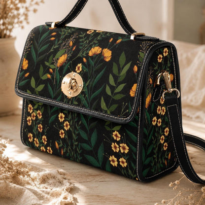 Floral Crossbody Bag, Wildflower Satchel Purse, Botanical Top Handle Handbag