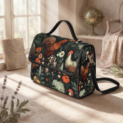 Rooster & Hen Garden Handbag – Rustic Countryside Farmhouse bag