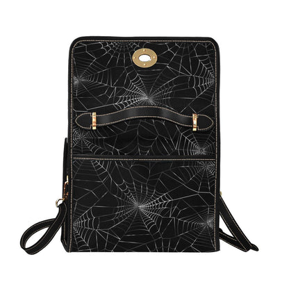 Spiderweb Crossbody Bag, Black Gothic Satchel Purse, Gold Turn Lock, Halloween Handbag