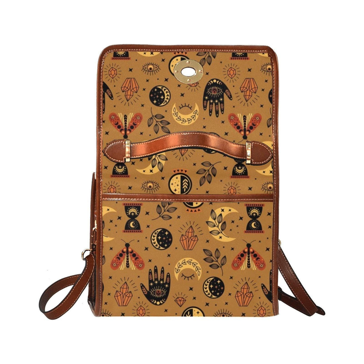 Mystic Celestial Crossbody Bag, Boho Witchy Palm Hand Print Purse