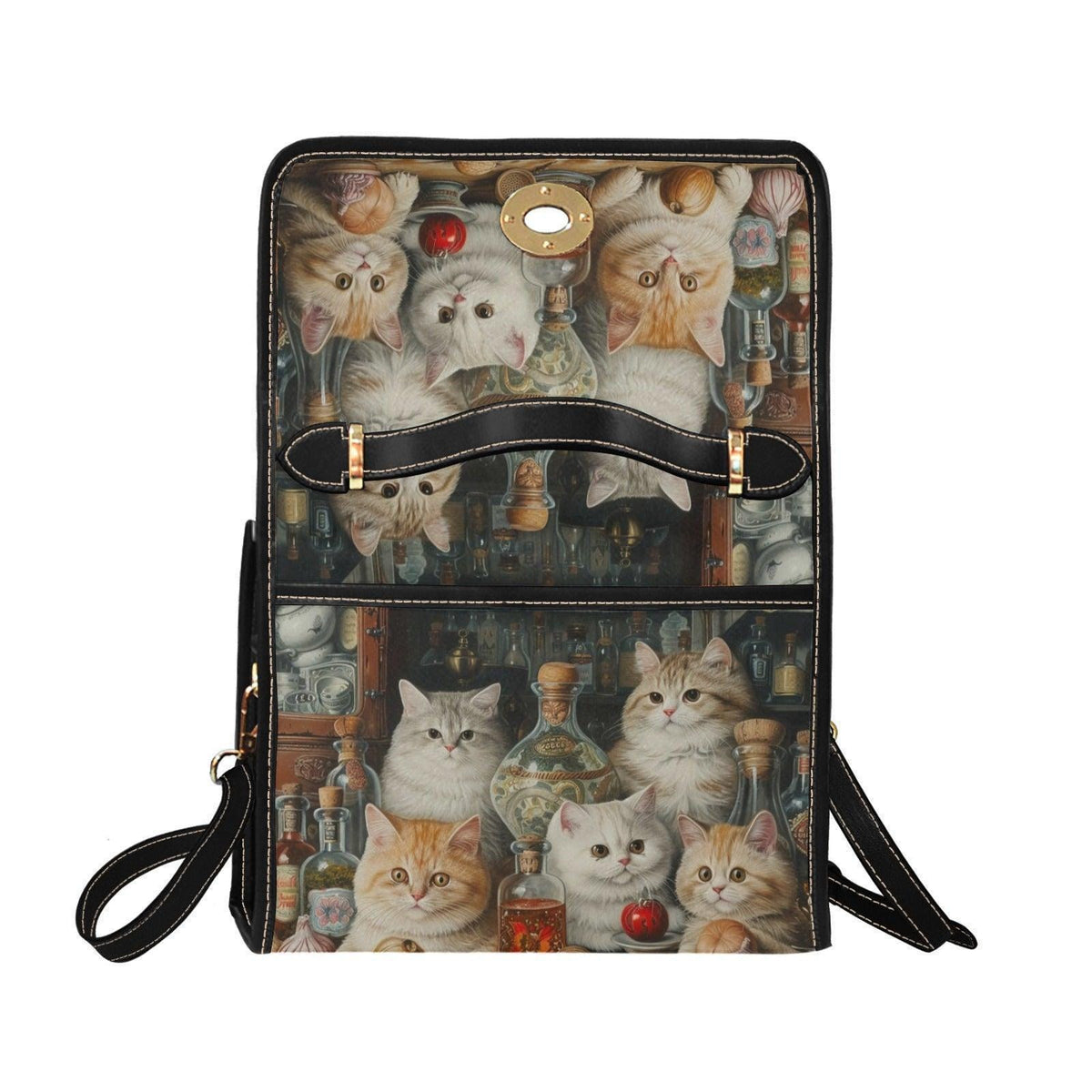 Cat Lover Purse with Kittens, Witchy Apothecary Handbag, Cute Top Handle Bag