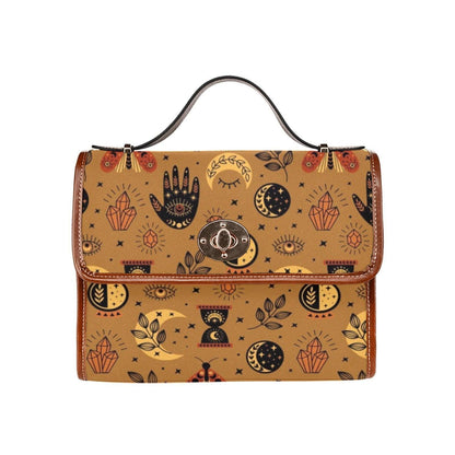 Mystic Celestial Crossbody Bag, Boho Witchy Palm Hand Print Purse