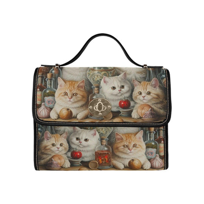 Cat Lover Purse with Kittens, Witchy Apothecary Handbag, Cute Top Handle Bag