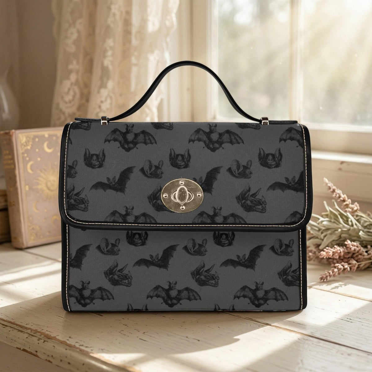 Gothic Bat Purse Top Handle Shoulder Bag Dark Academia Satchel