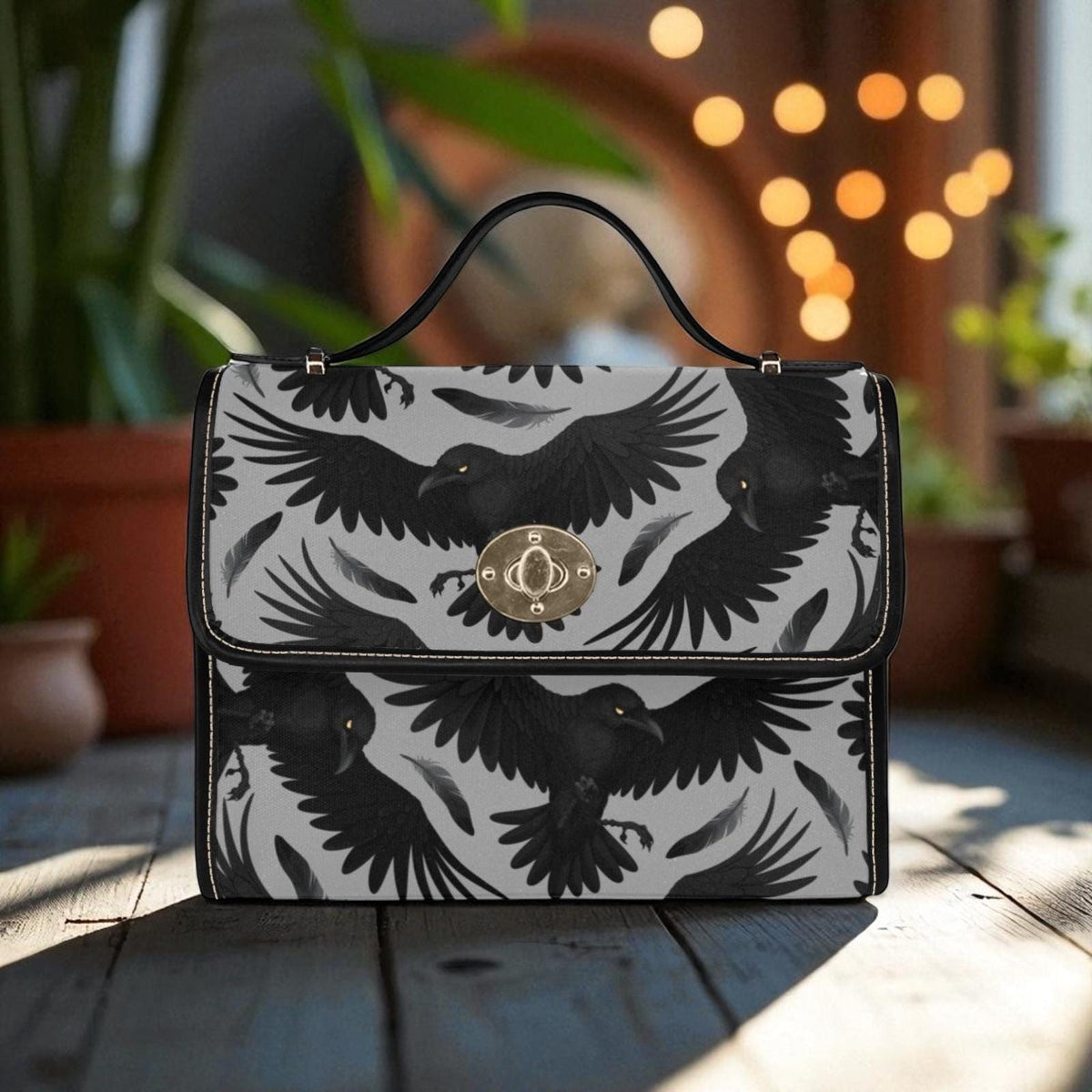 Raven Handbag, Gothic Top Handle Purse, Dark Academia Crow Bag
