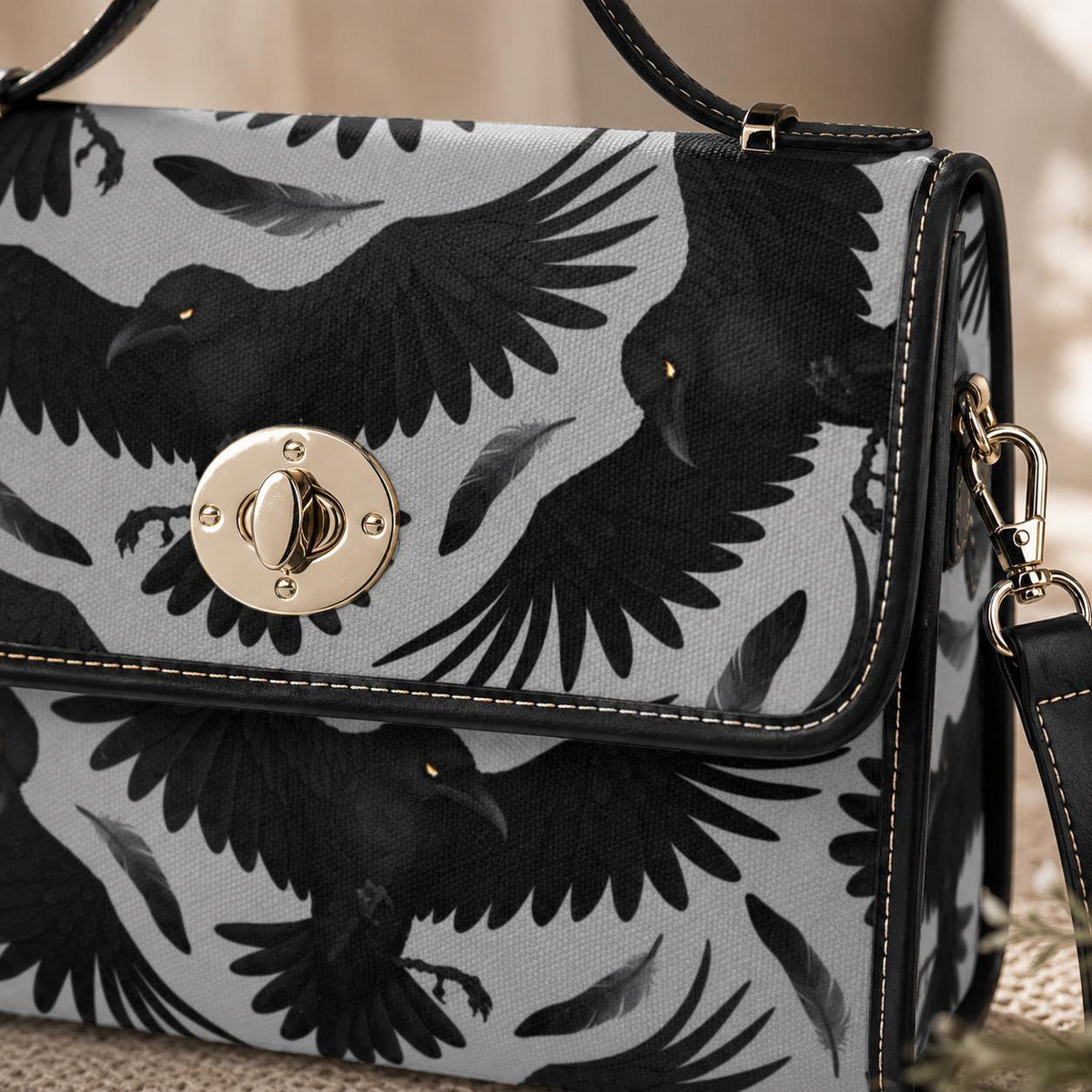 Raven Handbag, Gothic Top Handle Purse, Dark Academia Crow Bag