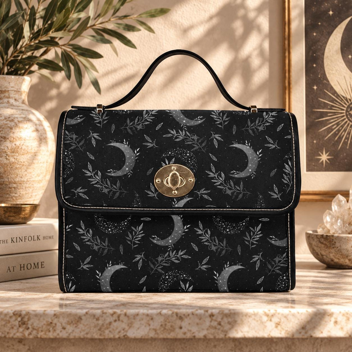 Crescent Moon Canvas Satchel Bag