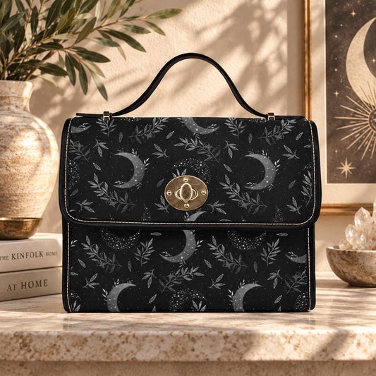 Crescent Moon Canvas Satchel Bag