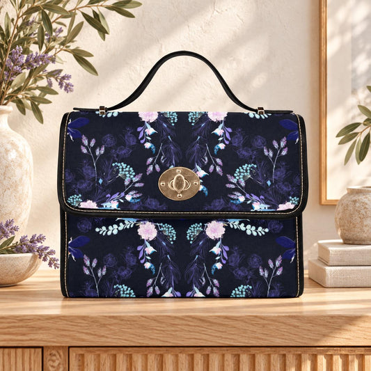 Bee Crossbody Purse, Night Garden Handbag, Dark Floral Statement Bag