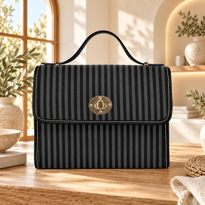 Striped Crossbody Shoulder Bag, Black Goth Bag, Gothic Moth Bag