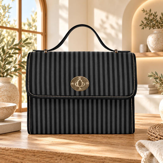 Striped Crossbody Shoulder Bag, Black Goth Bag, Gothic Moth Bag