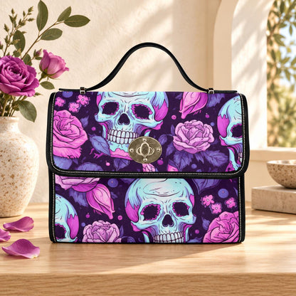 Pastel Skull Floral Crossbody Bag, Soft Goth Handbag, Witchy Accessory