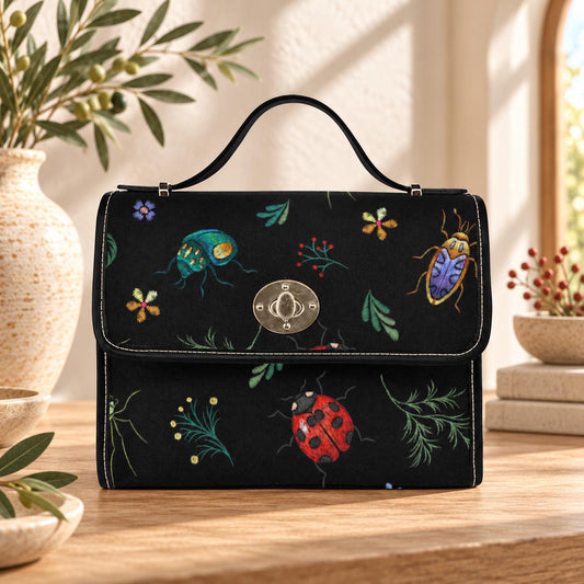 Bug Beetle Print Crossbody Bag, Naturecore Soft Goth Purse