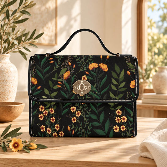 Floral Crossbody Bag, Wildflower Satchel Purse, Botanical Top Handle Handbag
