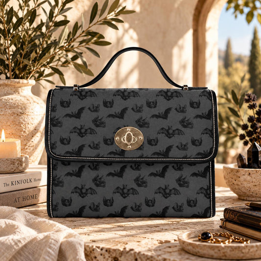 Bat Purse, Gothic Top Handle Handbag, Halloween Shoulder Bag