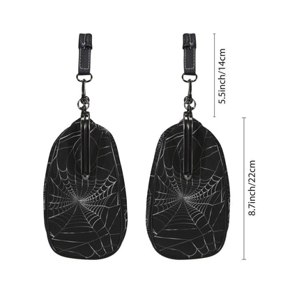 Gothic Spiderweb Satchel, Witchy Web Purse, Dark Halloween Bag, Waxed PU Leather Clutch