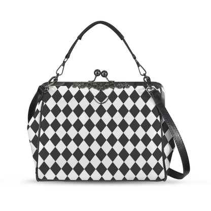 Black and White Harlequin Kisslock Handbag