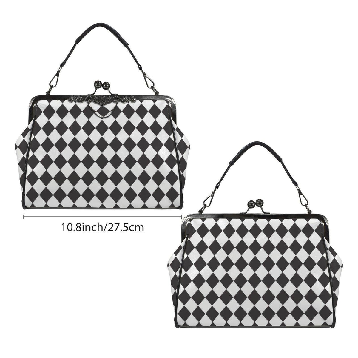Black and White Harlequin Kisslock Handbag